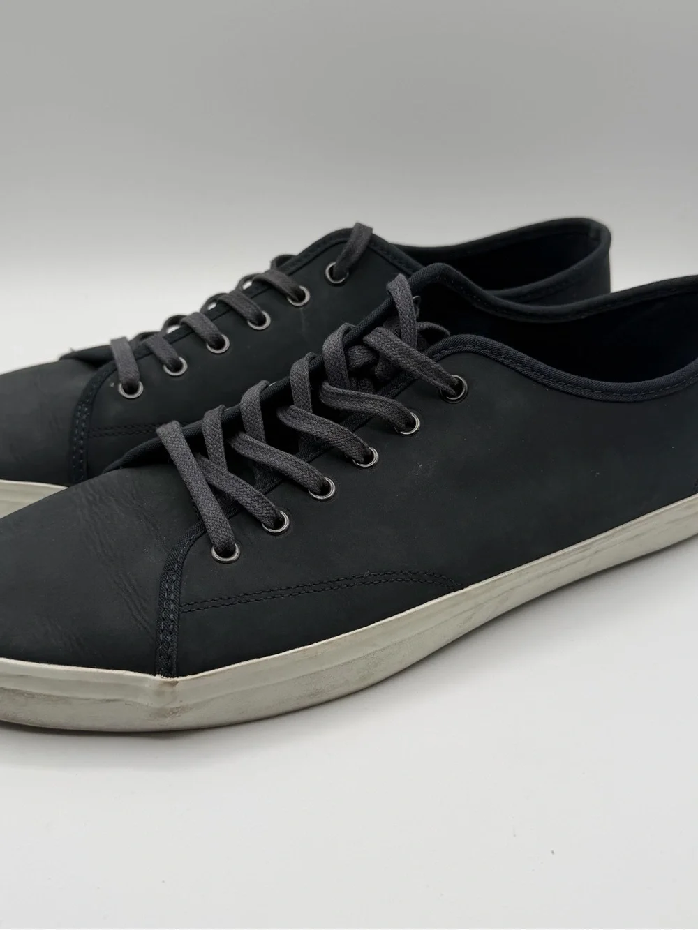Banana Republic Mens 12 Navy Leather Low Top Sneakers Minimalist Casual Shoes